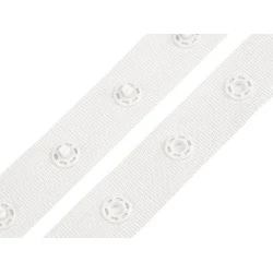 Bandă cu capse pentru confecții textile / body, lățime 18 mm - Alb (1 Metru)