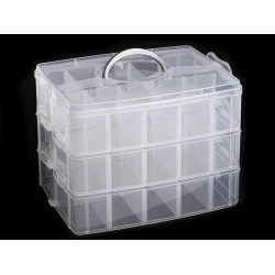 Cutie compartimentată cu mâner, 3 nivele - Transparent (1 Bucată)