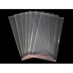 Pungi cu clapetă adezivă, 20x50 cm - Transparent (100 Bucăți)