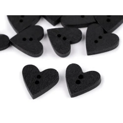 Nasturi decorativi din lemn, model inimă - Negru (10 Bucăți)