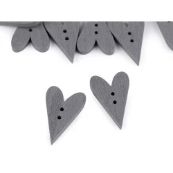 Nasturi decorativi din lemn, model inimă - Gri porumbel (10 Bucăți)