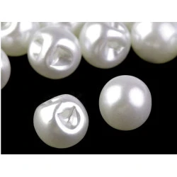 Perle de cusut / nasturi, ø14 mm - Alb sidefat (10 Bucăți)