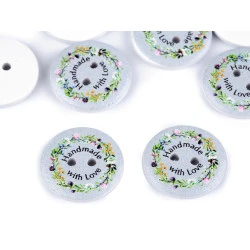 Nasturi decorativi din lemn - made with love - Bleu gris (10 Bucăți)