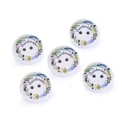 Nasturi decorativi din lemn - handmade - Alb (10 Bucăți)