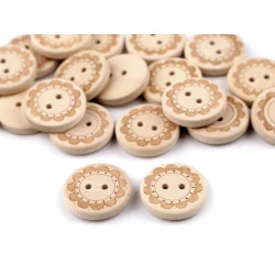 Nasture decorativ din lemn floare - Natural deschis (50 Bucăți)