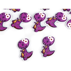 Nasturi decorativi din lemn maimuță, dinozaur, pasăre - Violet (10 Bucăți)