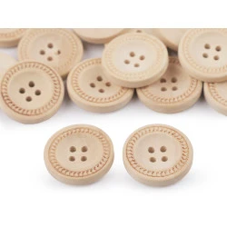 Nasture decorativ din lemn cu patru găuri - Natur (50 Bucăți)
