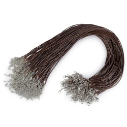 Bază colier șnur împletit cu închizătoare lobster, 45 cm - Maro (10 Bucăți)