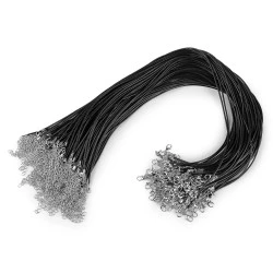 Bază colier șnur împletit cu închizătoare lobster, 45 cm - Negru (10 Bucăți)