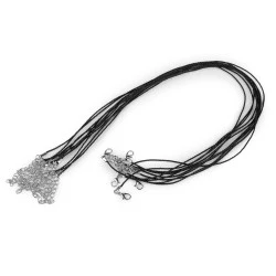 Bază colier șnur  bumbac răsucit, 45 cm - Negru (10 Bucăți)