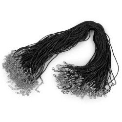 Bază colier șnur cerat cu închizătoare, 45 cm - Negru (1 Bucată)