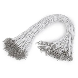 Bază colier șnur cerat cu închizătoare, 45 cm - Alb (100 Bucăți)