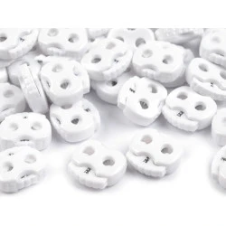 Opritori șnur, 2 găuri, 15x15 mm - Alb (10 Bucăți)
