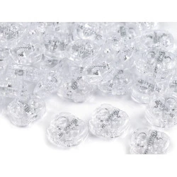 Opritori șnur, 2 găuri, 15x15 mm - Transparent (10 Bucăți)