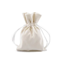 Săculeț catifea pentru cadouri, 8,5x11 cm - Crem (1 Bucată)