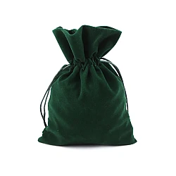 Săculeț catifea pentru cadouri, 12x17 cm - Verde închis (1 Bucată)