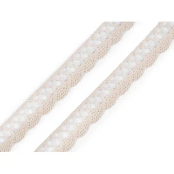Dantelă bumbac croşetată, lățime 18 mm - Bej deschis (30 Metri)