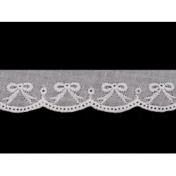 Dantelă madeira bumbac, lățime 35 mm - Alb (1 Metru)