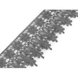 Dantelă guipure, lățime 70 mm - Gri închis (1 Metru)