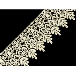 Dantelă guipure, lățime 70 mm - Crem deschis (1 Metru)