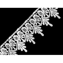 Dantelă guipure, lățime 55 mm - Alb (1 Metru)