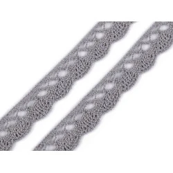 Dantelă bumbac croşetată, lățime 15 mm - Gri neutral (27 Metri)