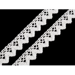 Dantelă bumbac croşetată, lățime 15 mm - Alb (27 Metri)