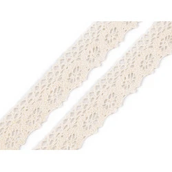 Dantelă bumbac croşetată, lățime 25 mm - Ecru deschis (27 Metri)