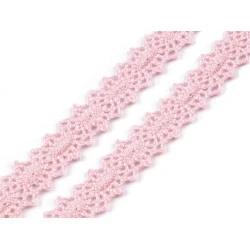 Dantelă bumbac croşetată, lățime 12 mm - Roz deschis (27 Metri)