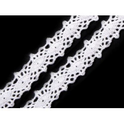 Dantelă bumbac croşetată, lățime 12 mm - Alb (27 Metri)