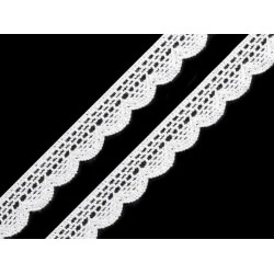 Dantelă bumbac croşetată, lățime 15 mm - Alb (27 Metri)