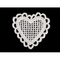 Aplicații dantelă, model inimioară - Alb lăptos (10 Bucăți)