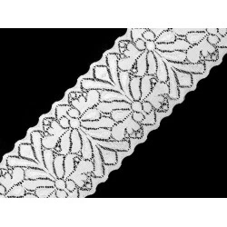 Dantelă elastică, lățime 80 mm - Alb (1 Metru)