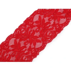 Dantelă elastică, lățime 80-100 mm - Roșu (1 Metru)
