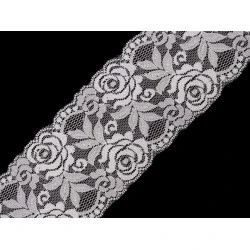 Dantelă elastică, lățime 80-100 mm - Alb (1 Metru)