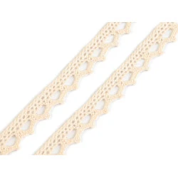 Dantelă bumbac croşetată, lățime 11 mm - Ecru deschis (1 Metru)