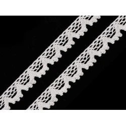 Dantelă bumbac croşetată, lățime 14 mm - Alb (1 Metru)
