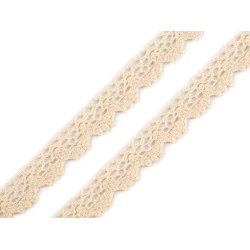Dantelă bumbac croşetată, lățime 14 mm - Bej deschis (1 Metru)