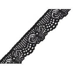 Dantelă elastică, lățime 30 mm - Negru (1 Metru)