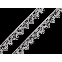 Dantelă guipure, lățime 17 mm - Alb zăpadă (1 Metru)