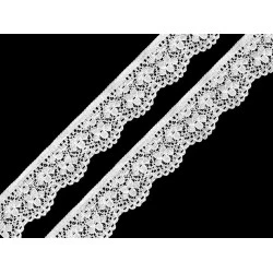 Dantelă elastică, lățime 25 mm - Alb (1 Metru)