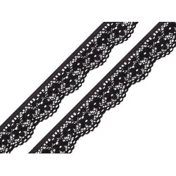 Dantelă elastică, lățime 25 mm - Negru (1 Metru)