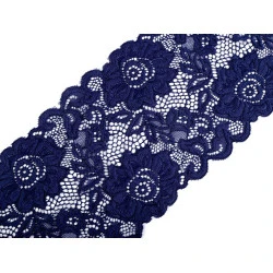 Dantelă elastică, lățime 14 cm - Albastru berlin (1 Metru)
