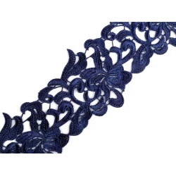 Dantelă brodată, lățime 70 - 75 mm - Albastru berlin (1 Metru)