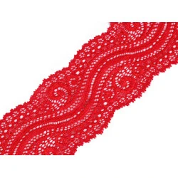 Dantelă elastică, lățime 65 mm - Roșu (1 Metru)
