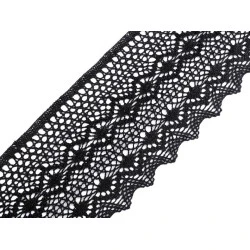 Dantelă bumbac croşetată, lățime 11,5 cm - Negru (1 Metru)