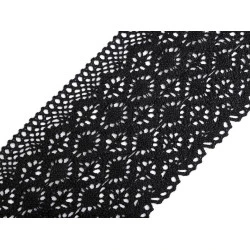 Dantelă bumbac croşetată, lățime 14 cm - Negru (1 Metru)