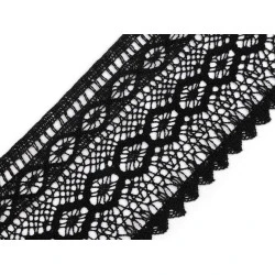 Dantelă bumbac croşetată, lățime 12,5 cm - Negru (1 Metru)