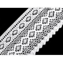 Dantelă bumbac croşetată, lățime 12,5 cm - Alb (1 Metru)