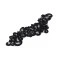 Aplicație brodată pe organza cu perle ți paiete, 11x26 cm - Negru (10 Bucăți)